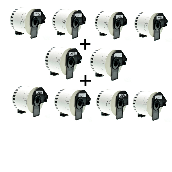 מארז 10 גלילי מדבקות תואמות BROTHER DK-22205 במחיר מיוחד !!