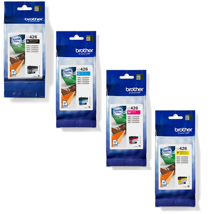 ‏סט 4 ראשי דיו מקוריים  Brother LC426 BK/C/M/Y