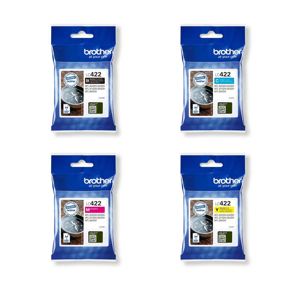 סט ראשי דיו מקורי Brother LC422