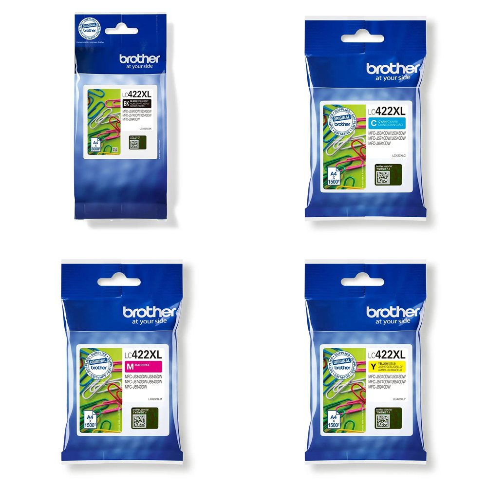 סט ראשי דיו מקורי Brother LC422XL