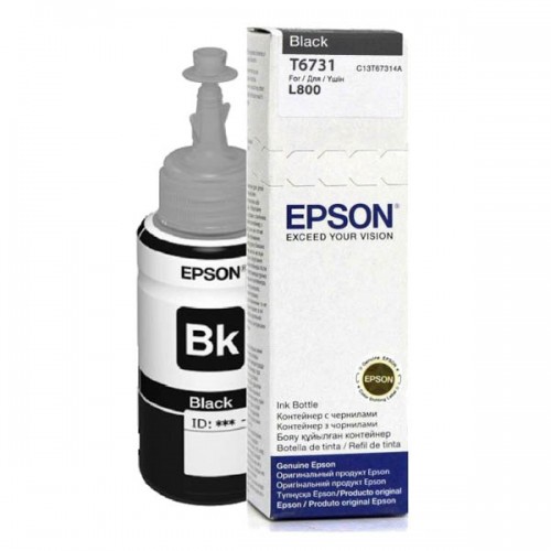 דיו למדפסת EPSON T6731 שחור מקורי (70מ"ל/1,800 דפים)