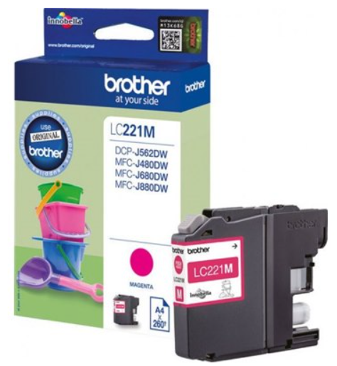 ראש דיו אדום מקורי Brother LC221M (260 דפים)