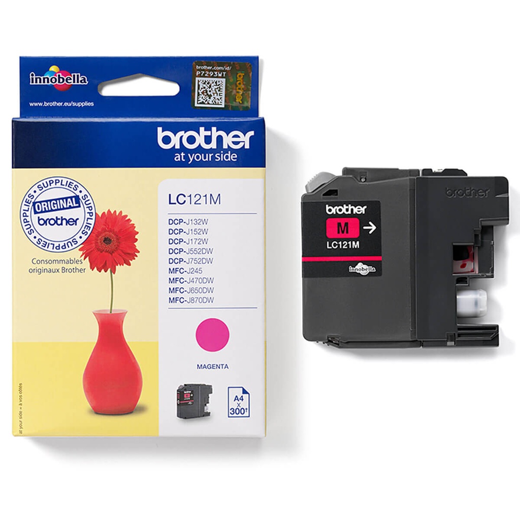 ראש דיו אדום מקורי Brother LC121M (300 דפים)