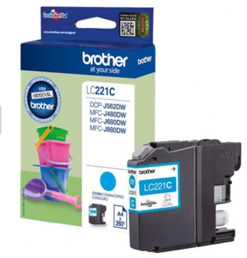 ראש דיו כחול מקורי Brother LC221C (260 דפים)
