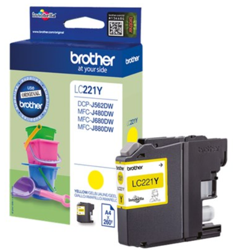 ראש דיו צהוב מקורי Brother LC221Y (260 דפים)