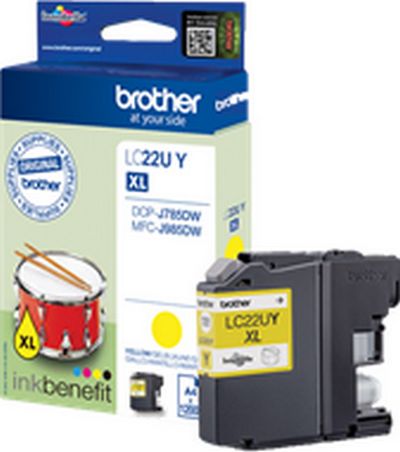ראש דיו צהוב מקורי Brother LC-22UY XL (1,200 דפים)