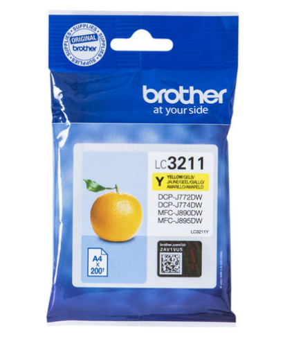 ראש דיו צהוב מקורי Brother LC3211Y (200 דפים)