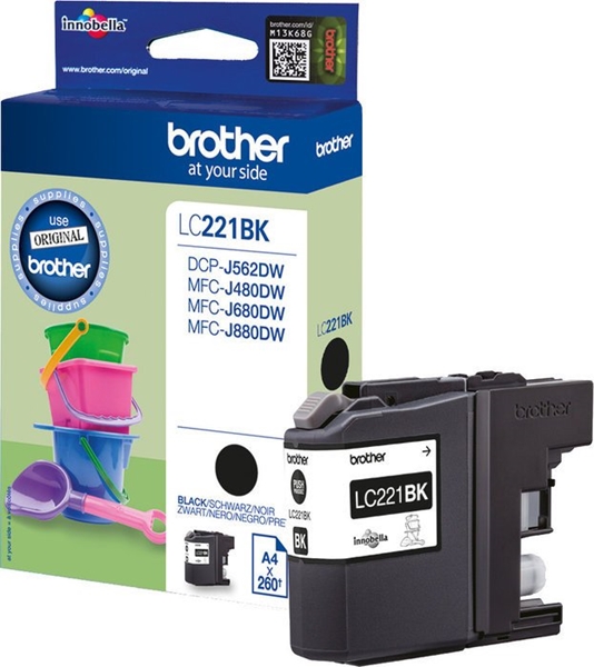 ראש דיו שחור מקורי Brother LC221BK (260 דפים)