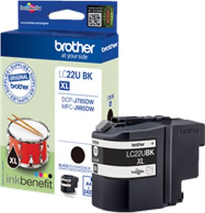 ראש דיו שחור מקורי  Brother LC-22UBK XL (2,400 דפים)