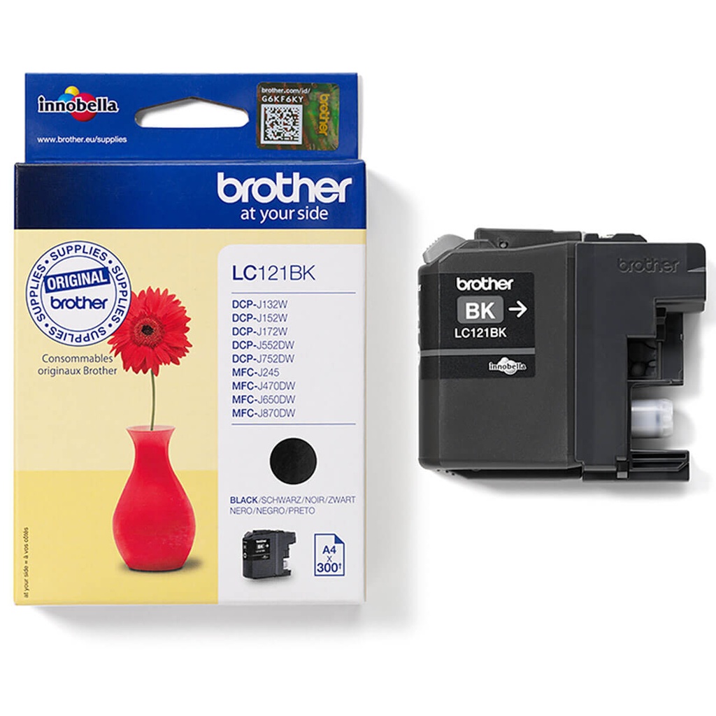 ראש דיו שחור מקורי Brother LC121BK (300 דפים)