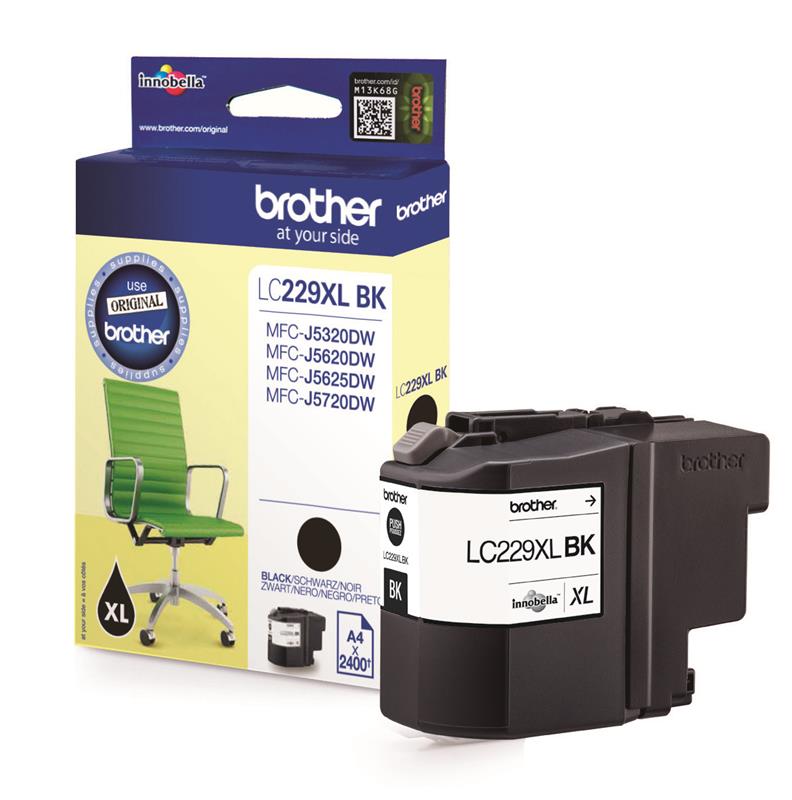 ראש דיו שחור מקורי Brother LC-229XLBK (2,400 דפים)