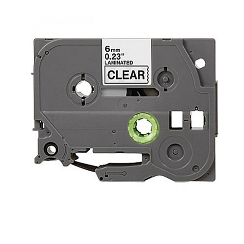 TZE-111 סרט תואם למדפסת מדבקות 6 ממ כתב שחור/סרט שקוף Brother