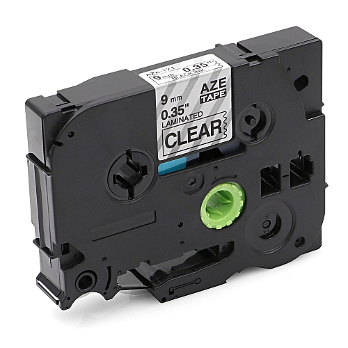 TZE-121 סרט תואם למדפסת מדבקות 9 ממ כתב שחור/סרט שקוף Brother