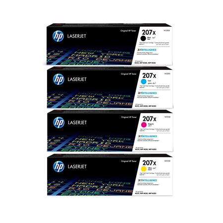 סט 4 טונרים מקוריים HP W2210X/W2211X/W2212X/W2213X 207X(תפוקת דפים בשחור 3,150 דף ובצבע 2,450 דף)