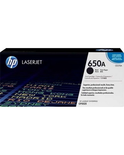 טונר שחור מקורי HP 650A CE270ABK (13,000 דפים)