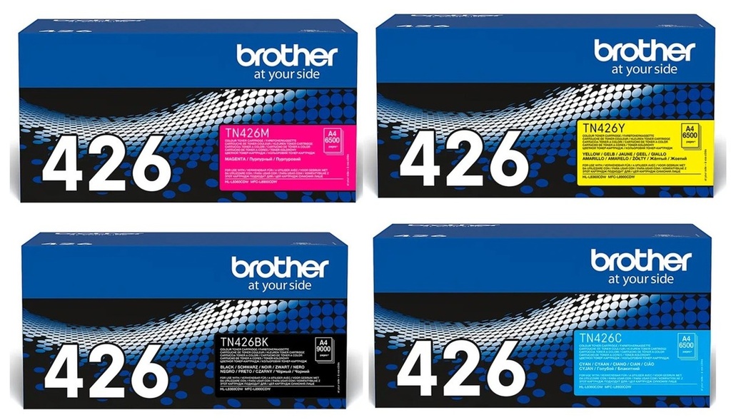 סט טונרים מקורי Brother TN426 (תפוקת עמודים בצבע 6,500 דף ובשחור 9,000 דף)