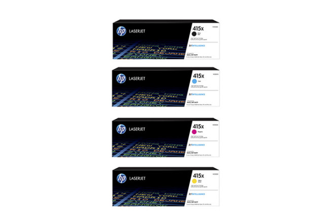 סט 4 טונרים מקוריים  HP 415X W2030X/W2031X/W2032X/W2033X (תפוקת עמודים בשחור 7,500 דף ובצבע 6,000 דף)