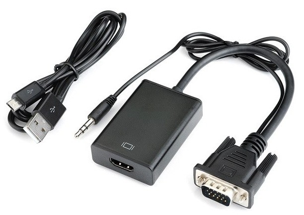 כבל ממיר VGA + אודיו PL3.5 ל-HDMI (במסך HDMI, במחשב VGA) אקונומי