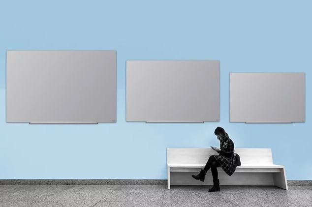 לוח זכוכית מחיק מגנטי אפור - התקנה נסתרת 150*100