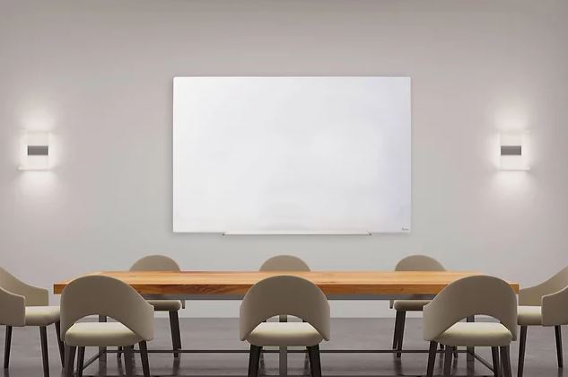 לוח זכוכית מחיק מגנטי לבן - התקנה נסתרת 120*90