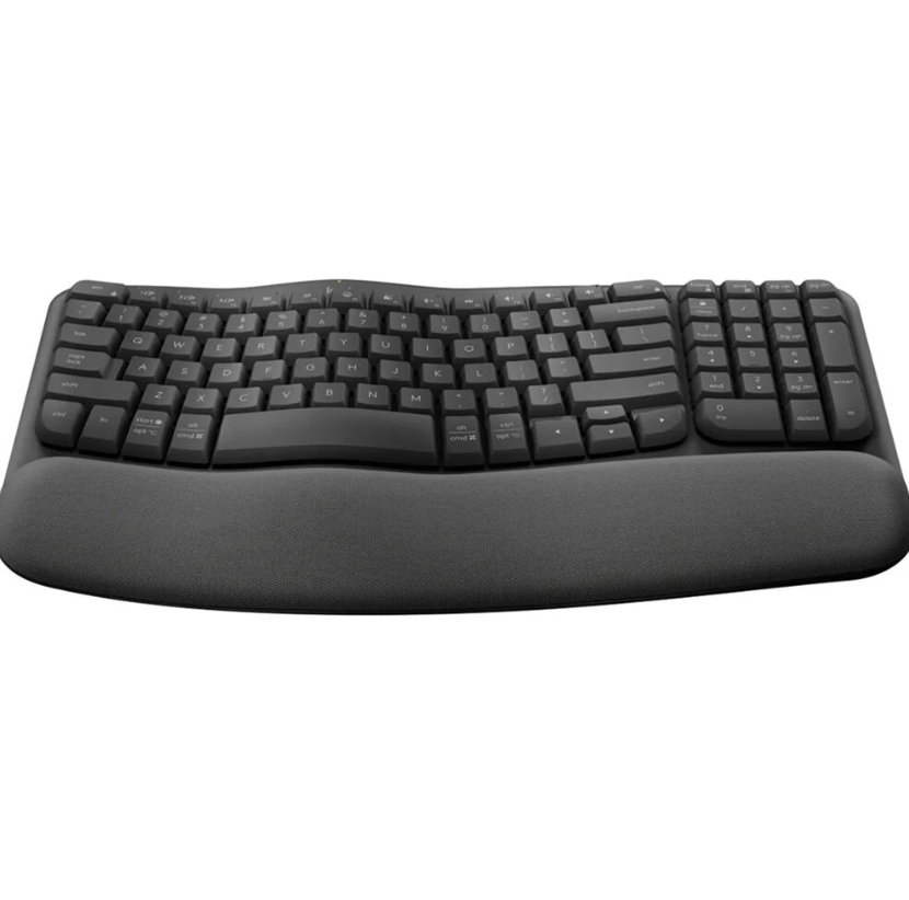 מקלדת ארגונומית אלחוטית Logitech WAVE KEYS-בצבע שחור