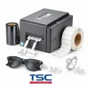 חבילת מדפסת מדבקות מקצועית לחנויות תכשיטים ואופטיקאים הכוללת 3000 מדבקות פרפר PP, סרט דיו ותוכנת הפקת מדבקות