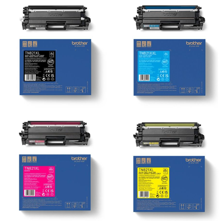 סט טונרים מקוריים BROTHER TN821XL 