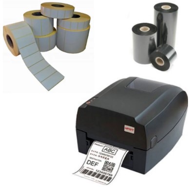 חבילת מדפסת מדבקות מקצועית למחסן/חנות הכוללת 2000 מדבקות, דיו ותוכנת הפקת מדבקות