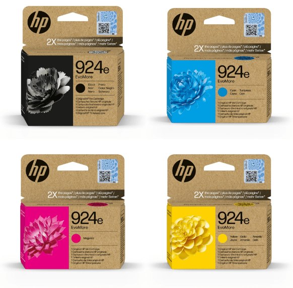 סט ראשי דיו מקוריים HP 924E (כל צבע 800 דף, בשחור 1,000 דף)