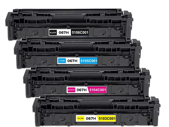 סט טונרים תואמים CANON 067H(תפוקת דפים בשחור 3,100 דף, בצבע 2,350 דף)