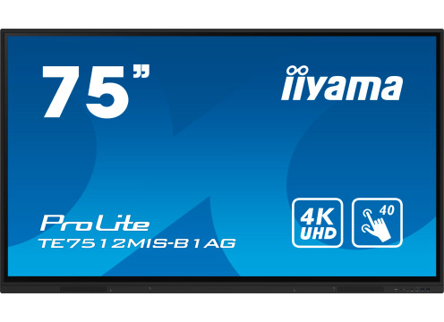 מסך מגע אינטראקטיבי בגודל 75 אינצ' IIYAMA 75" PROLITE IPS 40PT TOUCH 4K INTERACTIVE