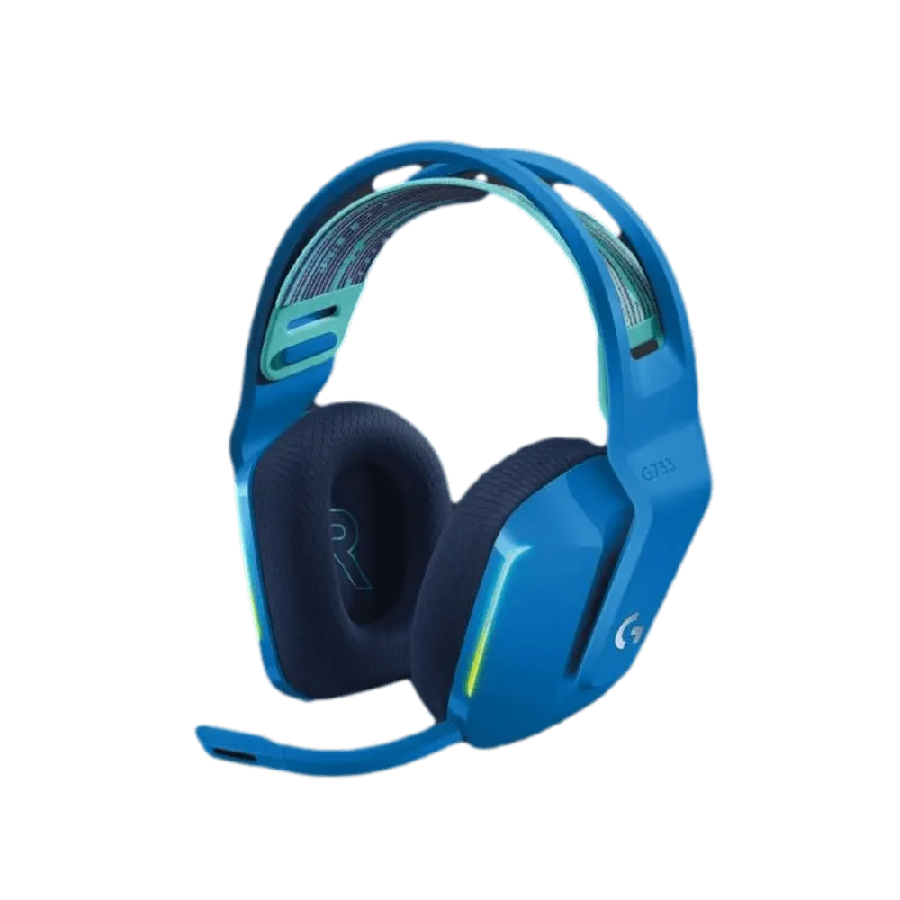 אוזניות גיימינג אלחוטיות מבית LOGITECH דגם G733 LIGHTSPEED RGB HEADSET בצבע כחול