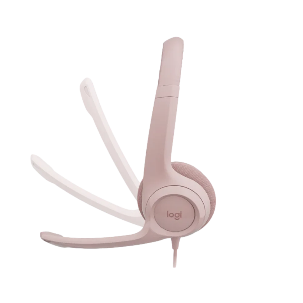 אוזניות עם מיקרופון וחיבור USB Logitech H390 – צבע ורוד