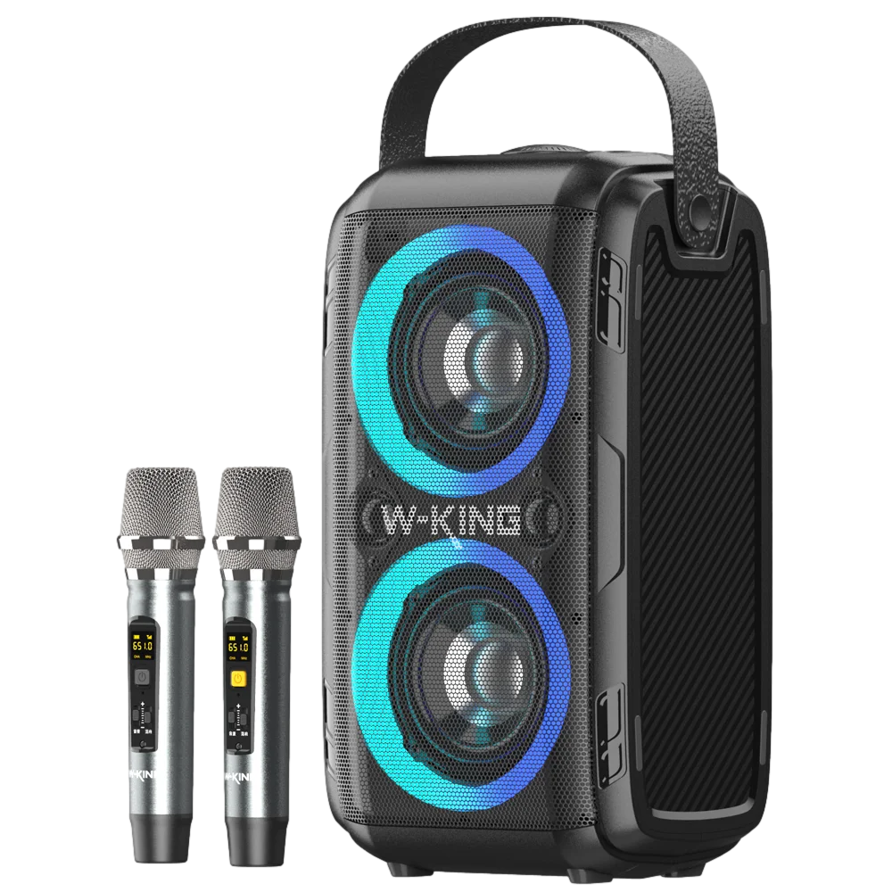 רמקול בידורית T9II ו-2 מיקרופונים מבית W-KING