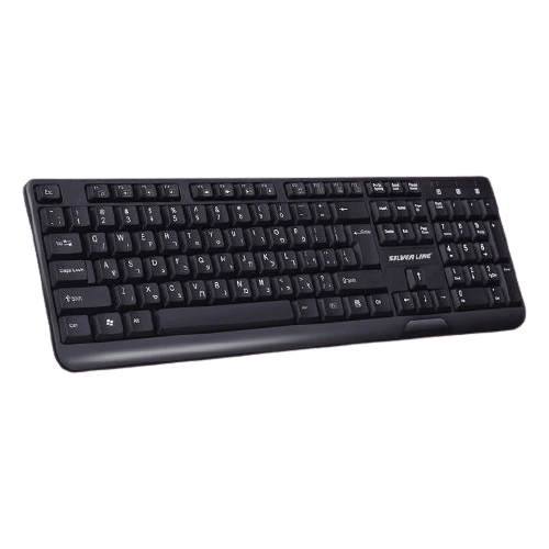 מקלדת מולטימדיה בשפה הרוסית! תומכת גם באנגלית ועברית. דגם SILVER LINE KB-889HER בצבע שחור