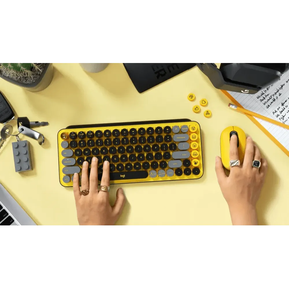 מקלדת מכאנית אלחוטית שחור צהוב LOGITECH POP KEYS