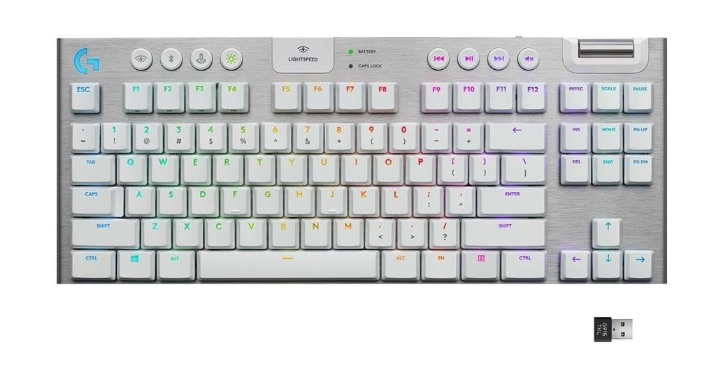Logitech LIGHTSPEED Gaming Keyboard-WHITE-2.4GHZ/BT- TAC