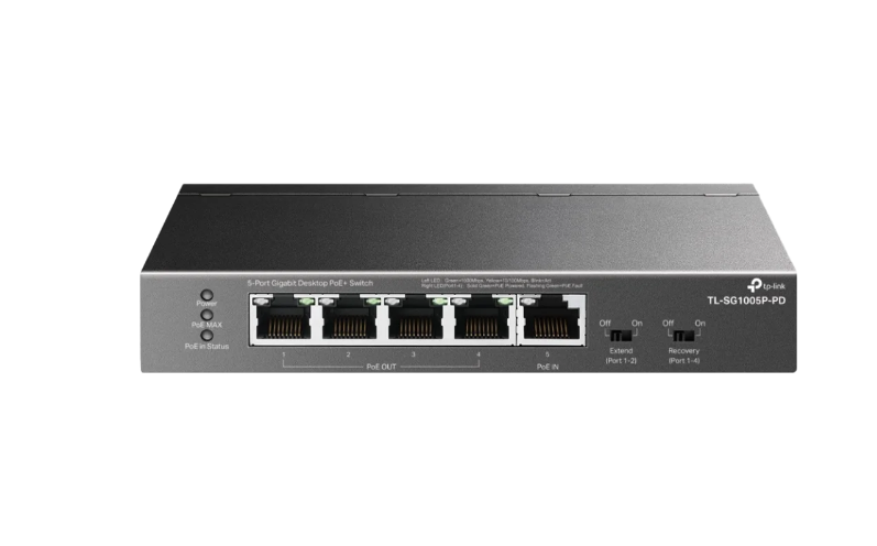 מתג מתכת שולחני SG1005P-PD POE++ 1+4POE+ 63W GIGA