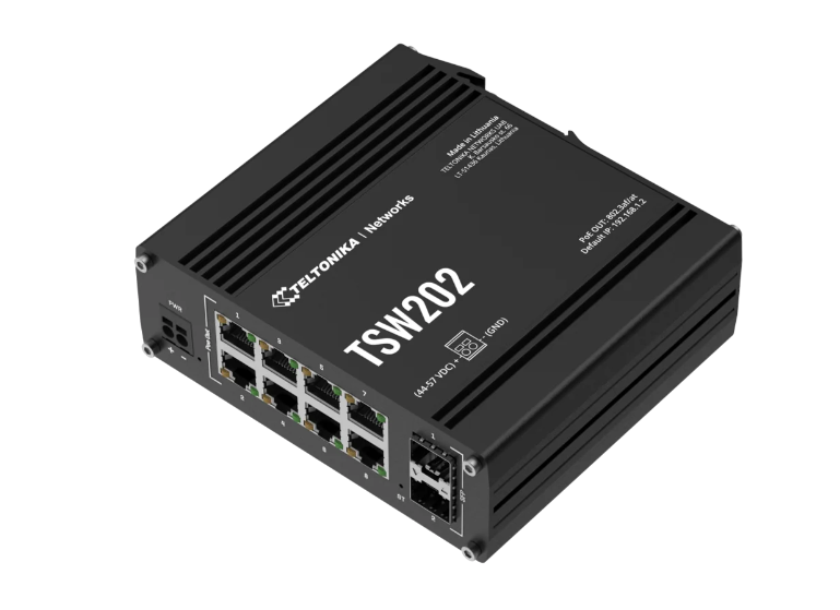 מתג תעשייתי מנוהל TELTONIKA TSW202+ PoE