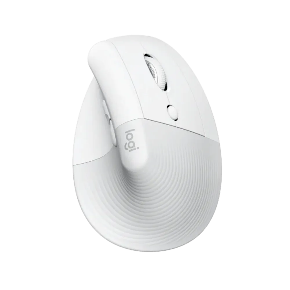 עכבר Logitech Lift Vertical Ergonomic -עכבר לבן אפור