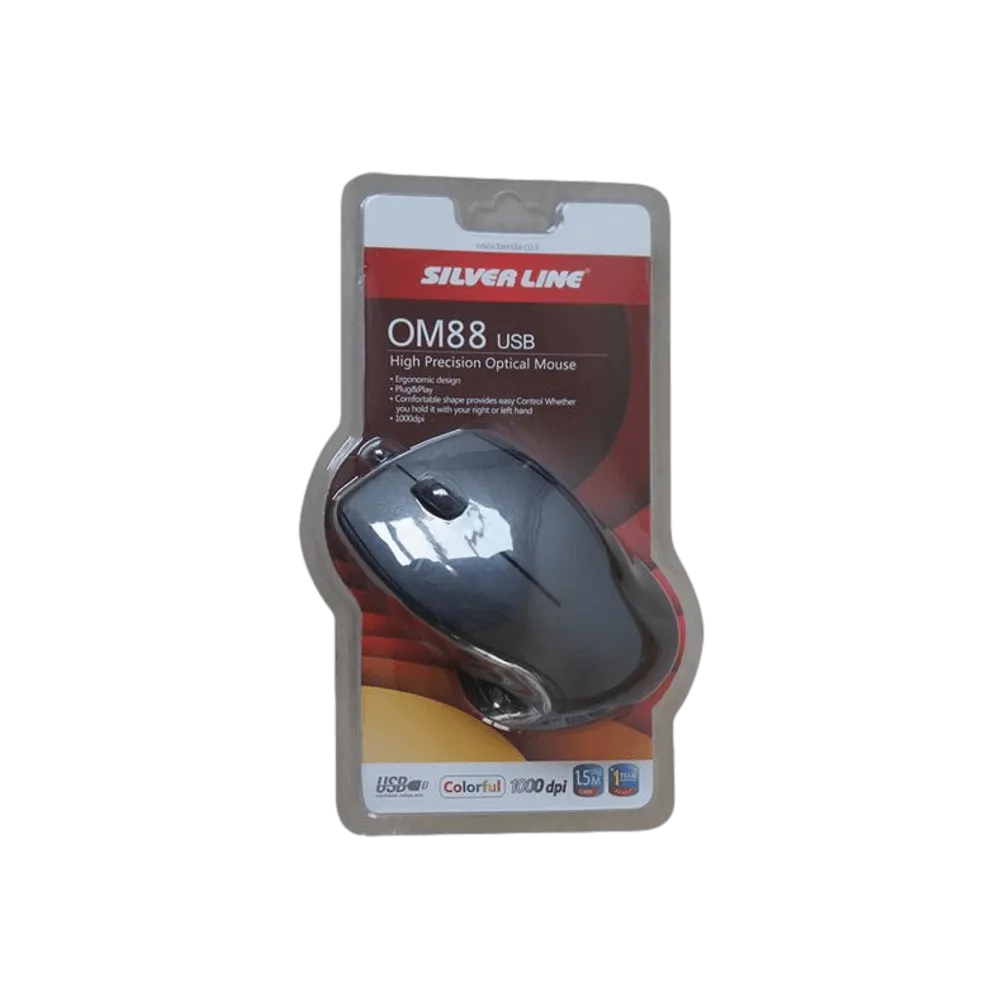 עכבר חוטי Silver Line OM88 USB בצבע שחור