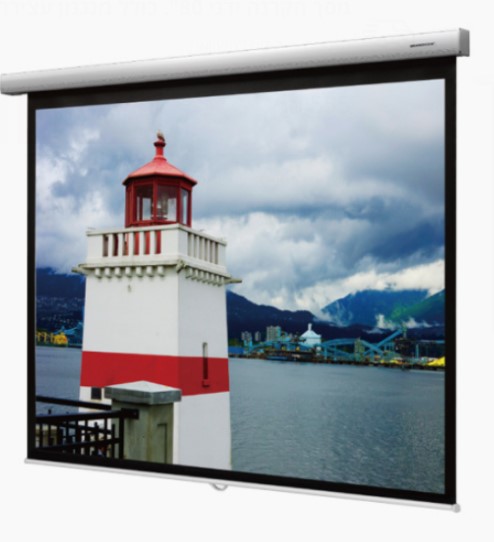 מסך הקרנה ידני 80". כולל מנגנון עצירה, 203X203 ס"מ