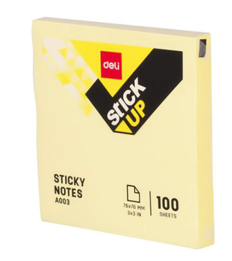 פתקיות ממו דביק צבע צהוב 100 דפים DELI00353