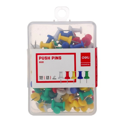 נעצים צבעוניים ללוח שעם 100 יח' Deli 0031