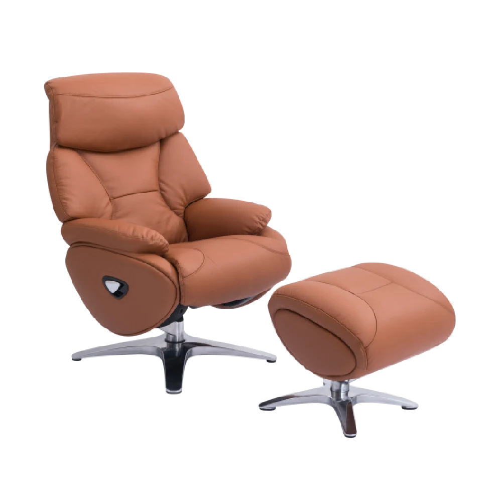  כורסת נוחות מעור + הדום (חום) BENDA 