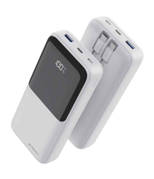  סוללת טעינה 2 כבלים מובנים JP312-20000mAh 22.5W לבן JOWAY 