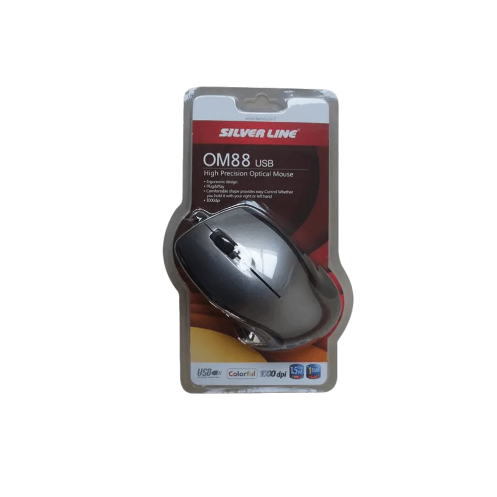  עכבר חוטי Silver Line OM88 USB בצבע אפור 