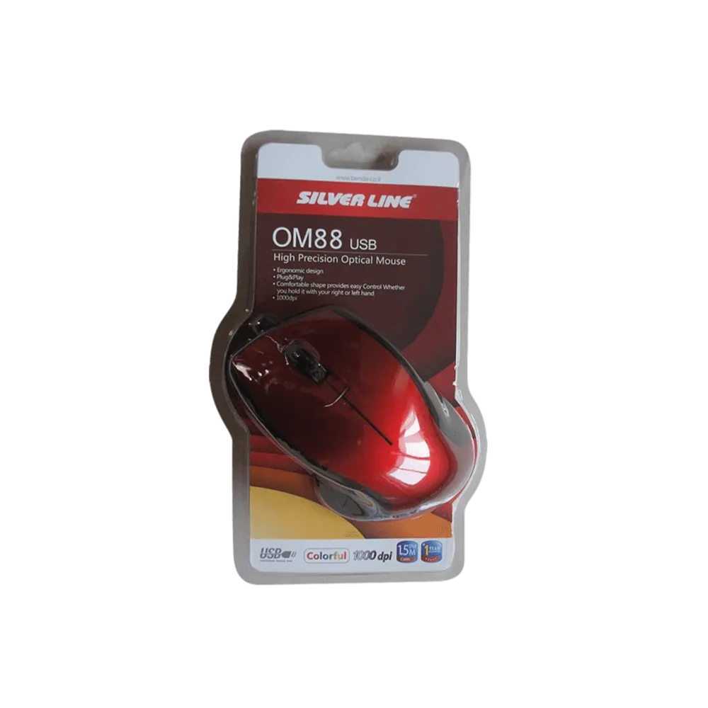  עכבר חוטי Silver Line OM88 USB בצבע אדום 