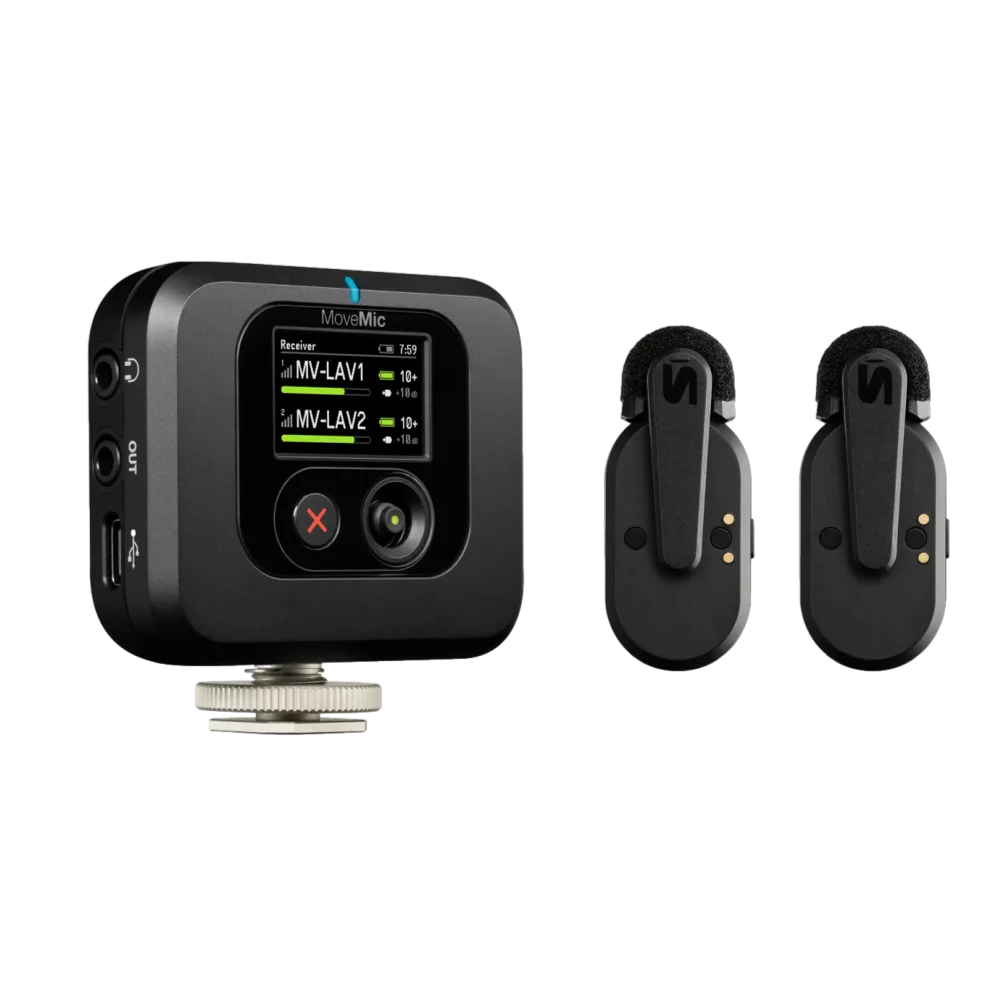  מערכת מיקרופונים אלחוטיים Lavalier עם שני ערוצים ומקלט מבית Shure 