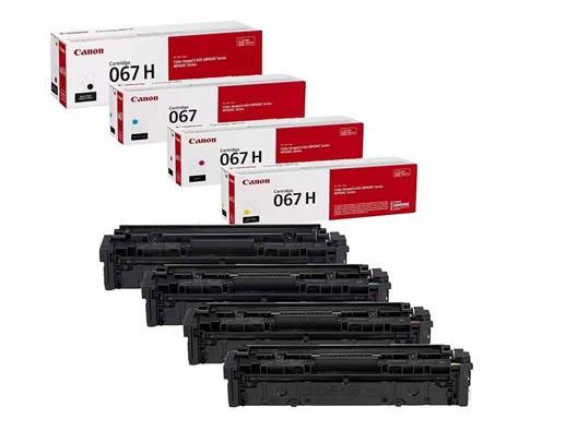 סט 4 טונרים מקוריים CANON 067H ( תפוקת דפים 3,100 דף בשחור, 2,350 דף בצבע)